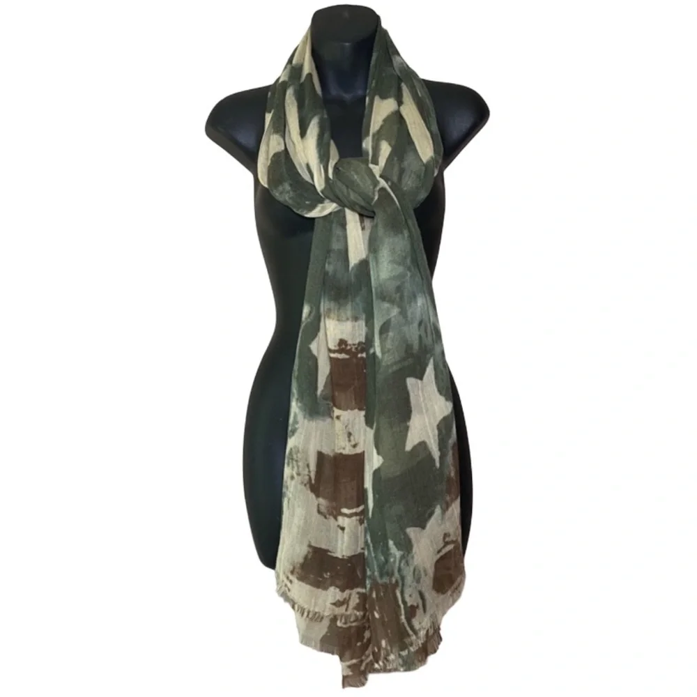 Collection XIIX Free Spirit American Flag Wool Blend Lightweight Scarf Ladies OS